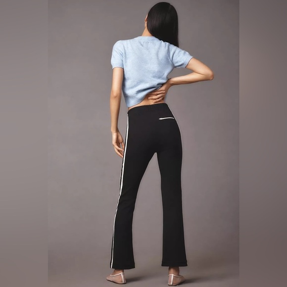 NWT! Anthropologie Black/White Maeve Pull-On Track Pants  🕸️ 🕶️ - Picture 3 of 9